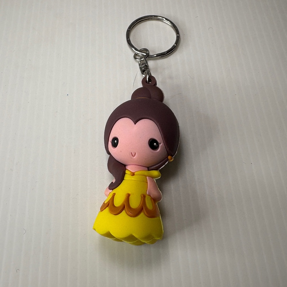 RARE Disney Keychain Disneyland Park Paris Princess Belle Beauty/Beast Large 3D